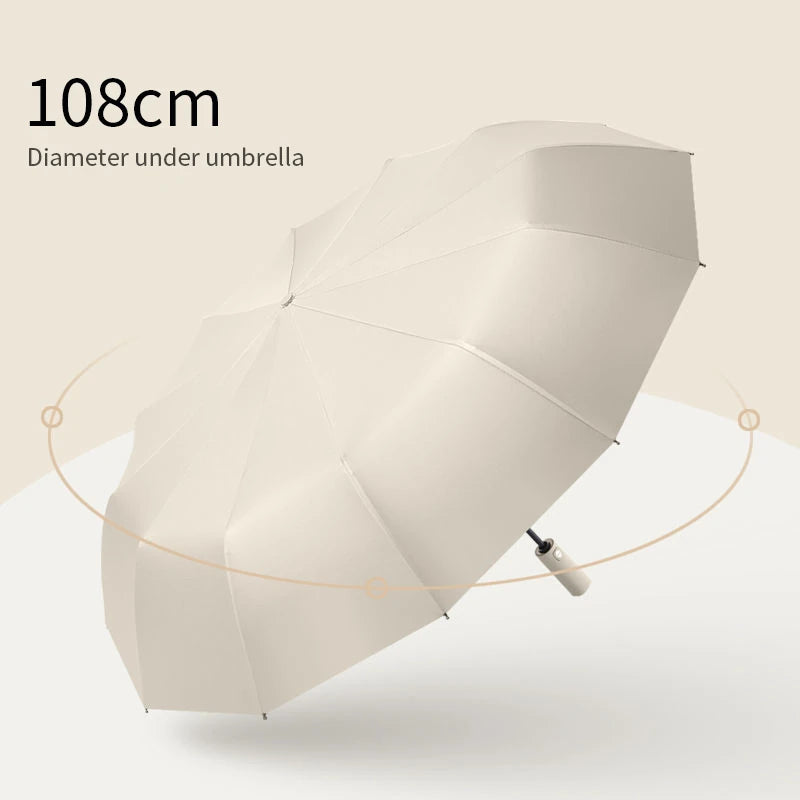 AGSIVO Travel Automatic Folding Umbrella 12 Ribs Reinforced Windproof UPF 50+ UV Protection Auto Open Close For Men and Women