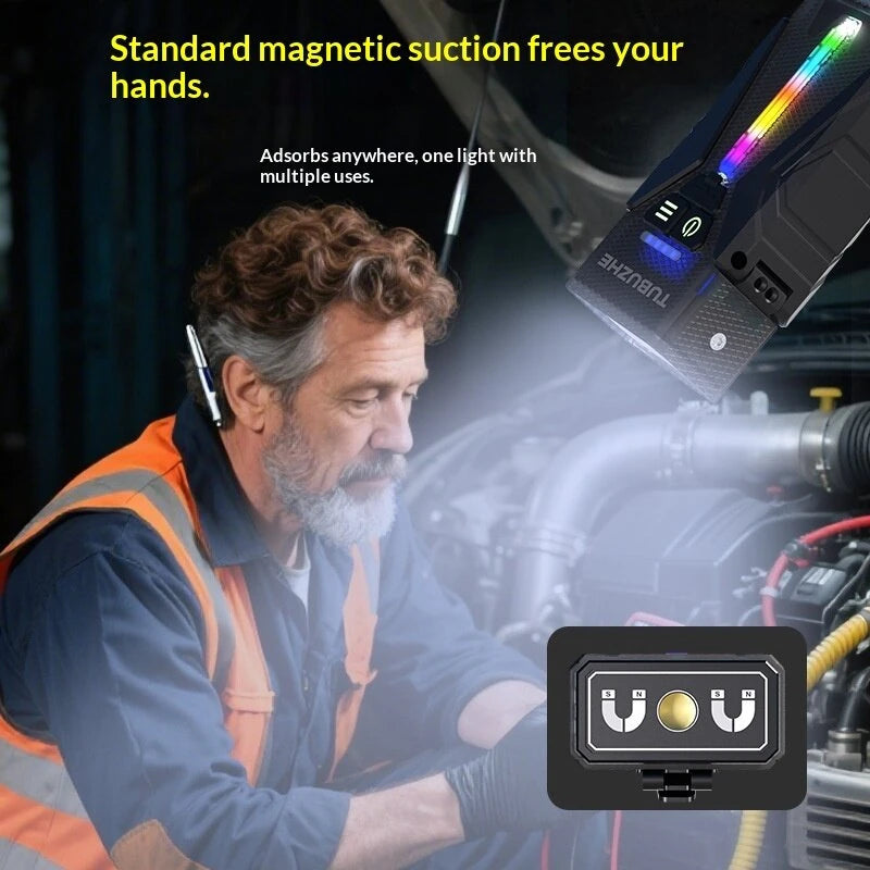 BIKIGHT SD-M19 5000LM Multiple Light Sources Flashlight with RGB Side Light Magnetic Adsoption Type-C Rechargeable Super Bright LED Torch Waterproof Outdoor Camping Emergency Work Lamp