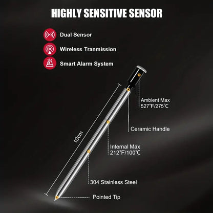 AGSIVO bluetooth Wireless Food Meat Thermometer 300ft Long Range Digital Thermometer Smart Alert for Grilling For BBQ Oven Kitchen Cooking
