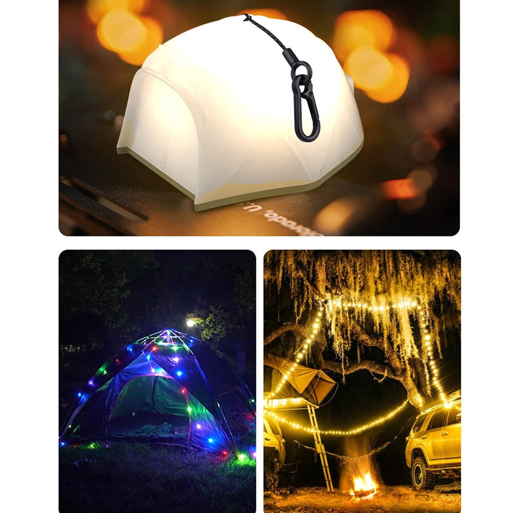 Multifunctional Tent-Shaped LED Lantern With Retractable 10m/15m String Lights Built-in XTE Spotlight Rechargeable Portable Camping & Emergency Light