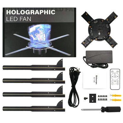 Elfeland P50 Wifi Holographic Fan 3D Advertising Machine 576 LED Sign Neon Smart HD Player Support Video Picture Logo Holographic Light EU Plug