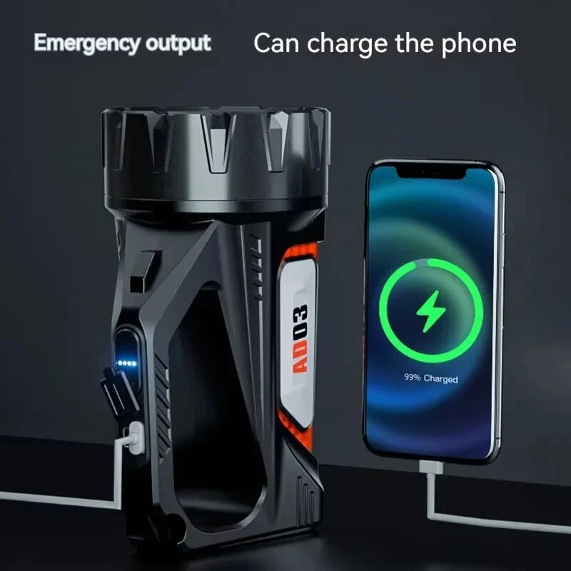 WARSUN DA03 Solar Rechargeable Energy Camp Flashlights ABS Portable Waterproof Torch Work Light Outdoor Hiking Camping Searchlight