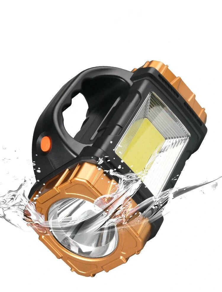 Solar Charging Powerful Spotlight With Strong Light Outdoor LED Flashlight Large Capacity Lithium Battery With Power Bank Function Portable Rechargeable Lamp Searchlight