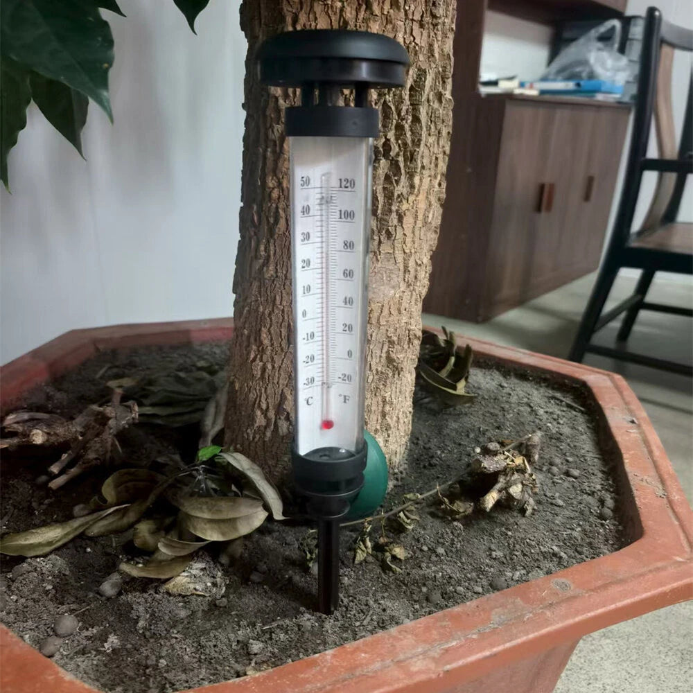 Elfeland Solar Outdoor Thermometer Light with Temperature Display IP65 Waterproof Warm White Garden Lamp for Patio Yard Pathway Landscape Decor