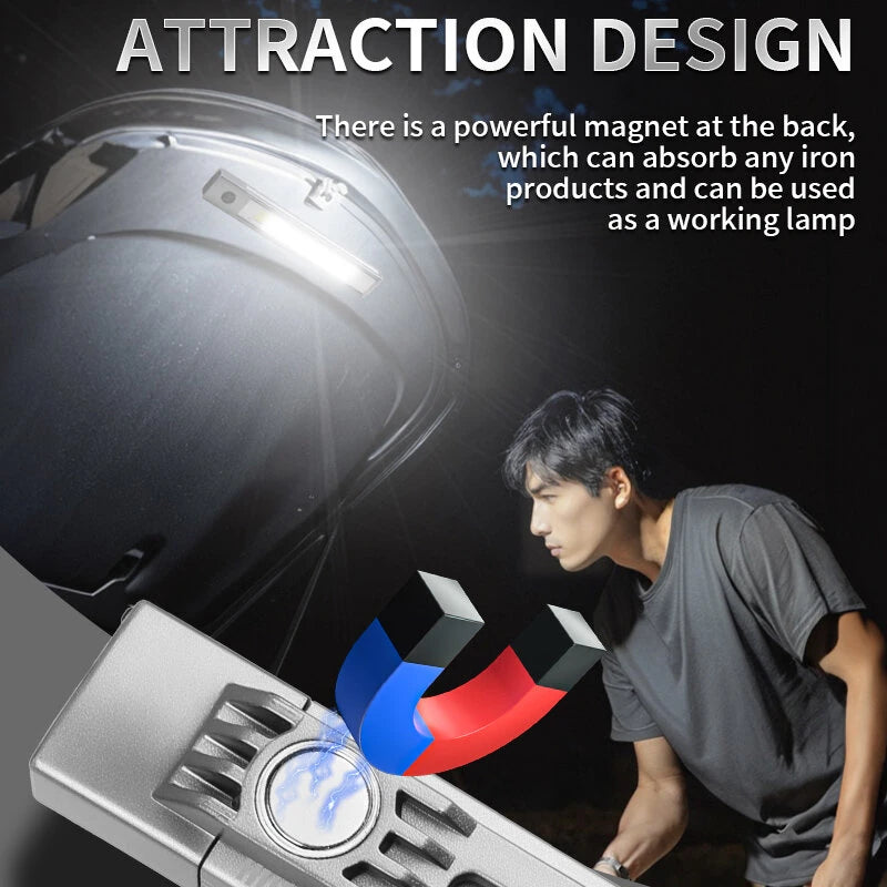 Bikight Multifunction Pen Light High-Bright Flood Light Flashlight With Spotlight Type-C Charging Magnetic Absorbing Work Lamp