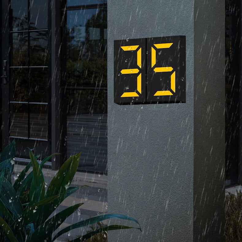 Solar DIY Digital Door Plate Light Led Wall Lamp Door Sign Light Outdoor Decorative Garden Villa