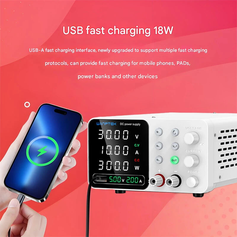 WAMPTEK Adjustable DC Power Supply TPS-C3010 150W 300W 320W 360W 0-160V Regulated Power Supply USB Fast Charge Overcurrent Protection Digital Display