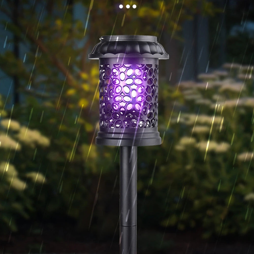 Elfeland Solar Powered Mosquito Killer Lamp Outdoor Waterproof Lawn Light Bug Zapper Mosquito Trap Garden Light 3 Mounting Methods
