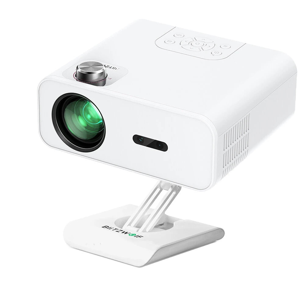 BlitzWolf BW-V5Max LED Projector Android 9.0 System Auto Focus Physical 1080P Resolution 9000 Lumens 6D-Keystone Correction Support Side Projection Bluetooth 5.0 Portable Movie Compatible with TV Stick Smartphone HD USB AV Home Theater Video EU Plug