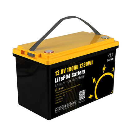 Gokwh 12V 100AH LiFePO4 Lithium Battery 1280Wh Energy Storage Box Battery Pack Series Built-in Smart bluetooth  BMS