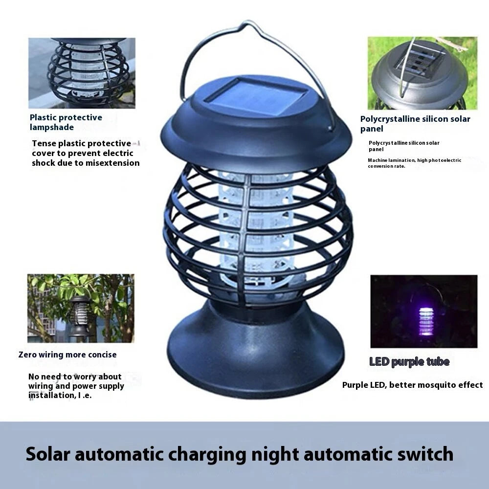 Solar Powered Mosquito Killer Lamp  IP65 Waterproof Auto On/Off Portable Outdoor Bug Zapper