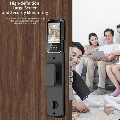 CS7 24*240mm Lock Body 3D Face Smart Door Lock Security Camera Monitor Intelligent Fingerprint Password Biometric Electronic Key Unlock Doorlock