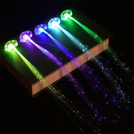 Colorful Butterflies Light Braids Wigs Glowing Flash LED Hair Braid Clip Decoration Ligth Up Christmas Hair Accessories