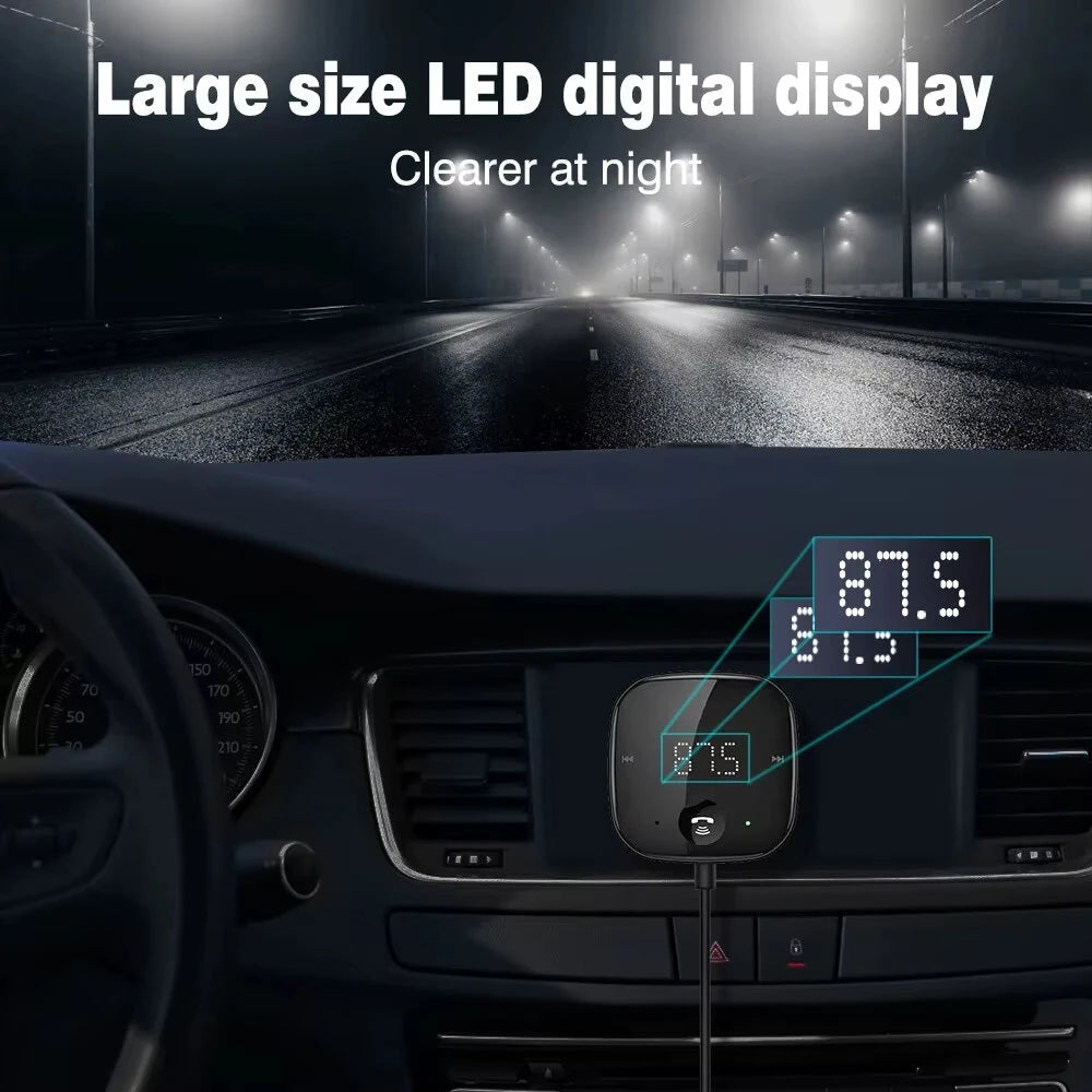 50Hz-20KHz Car Bluetooth Transmitter and Receiver Hands-Free Car FM Bluetooth Car Adapter Audio MP3 Player