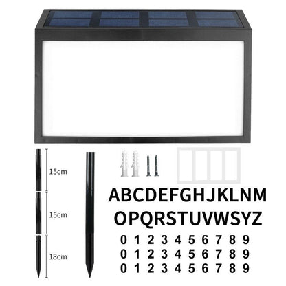 Solar Door Number Light Outdoor Wall-Mounted Ground Plug Road Sign Sensor Light LED House Number Address Indicator
