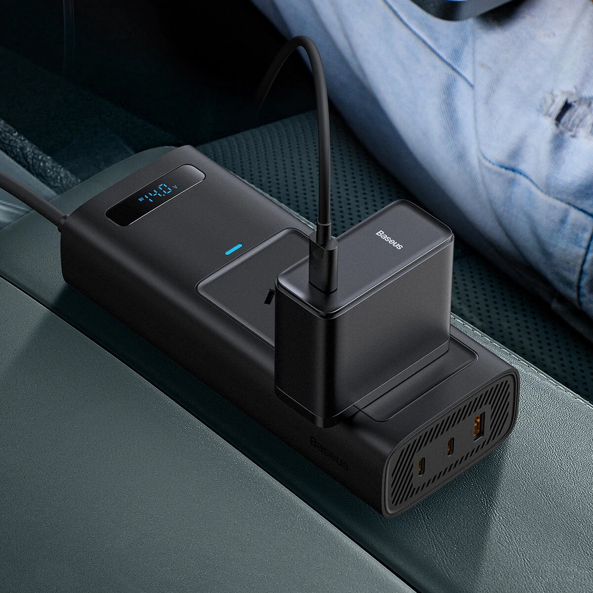 Baseus 150W Car Inverter USB Type C 30W DC12V to AC 220V 110V Auto Power Inversor Fast Charger For Car Power Adapter