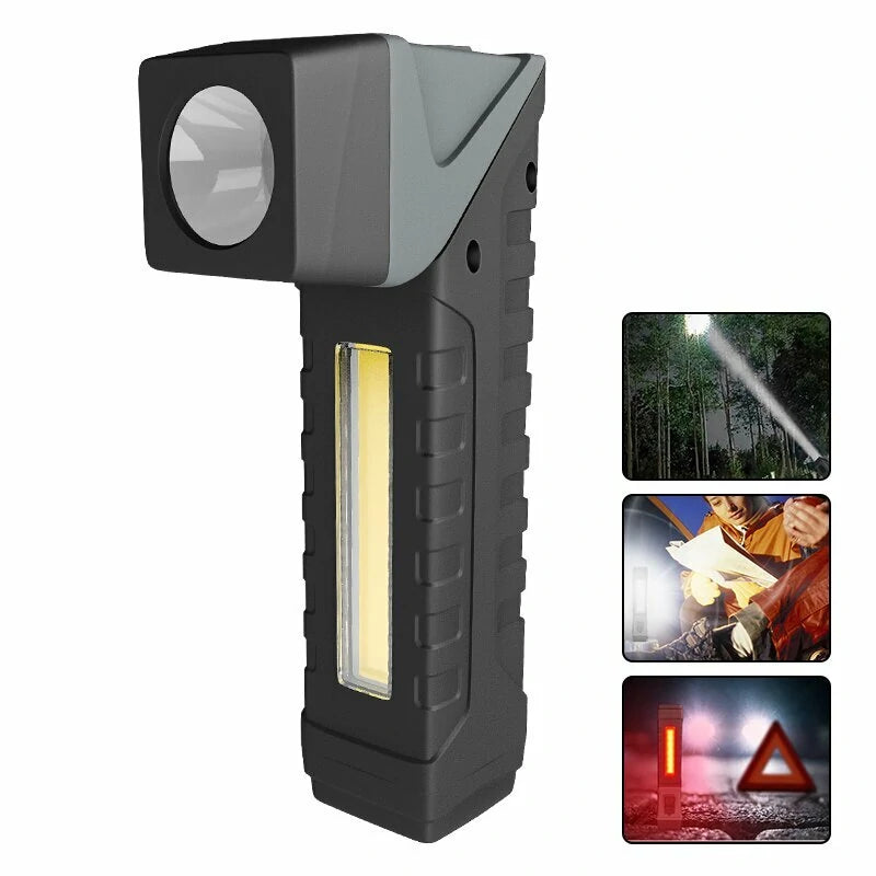 LED+COB Flashlight with Pen Clip Holder Rotatable Tail Flashlight with Magnet Strong Light Flashlight Working Light