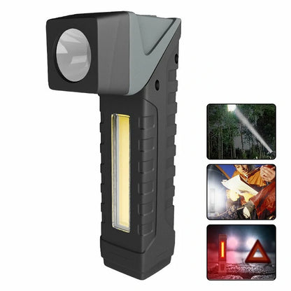 LED+COB Flashlight with Pen Clip Holder Rotatable Tail Flashlight with Magnet Strong Light Flashlight Working Light