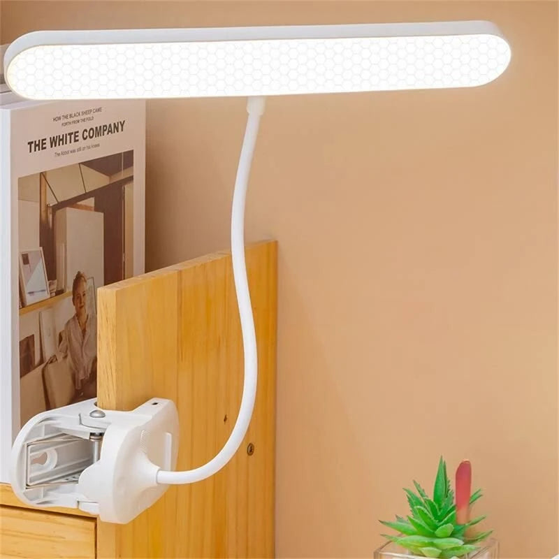 LED Clip-On Desk Lamp 4000mAh Battery Rechargeable 3 Color Temperatures Dimmable Flexible Gooseneck USB Powered