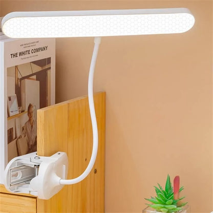 LED Clip-On Desk Lamp 4000mAh Battery Rechargeable 3 Color Temperatures Dimmable Flexible Gooseneck USB Powered