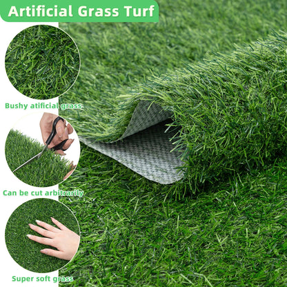 Artificial Grass Turf Spring Grass Realistic Artificial Grass Rug 20mm Height Natural Looking Grass Mat TPR Back for Garden Lawn Landscape Indoor Outdoor