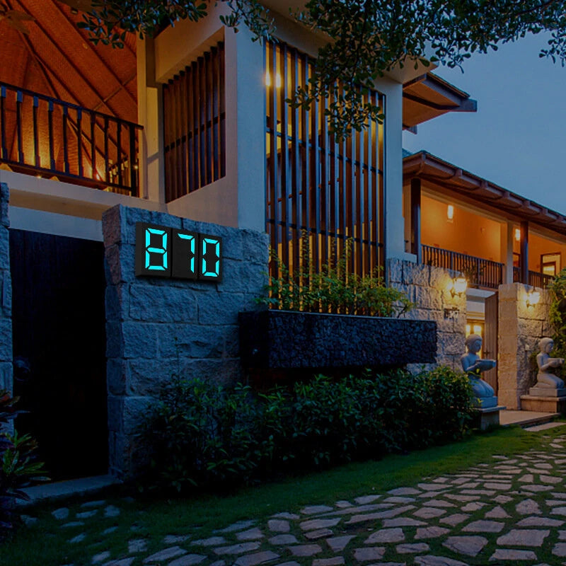 Solar DIY Digital Door Plate Light Led Wall Lamp Door Sign Light Outdoor Decorative Garden Villa