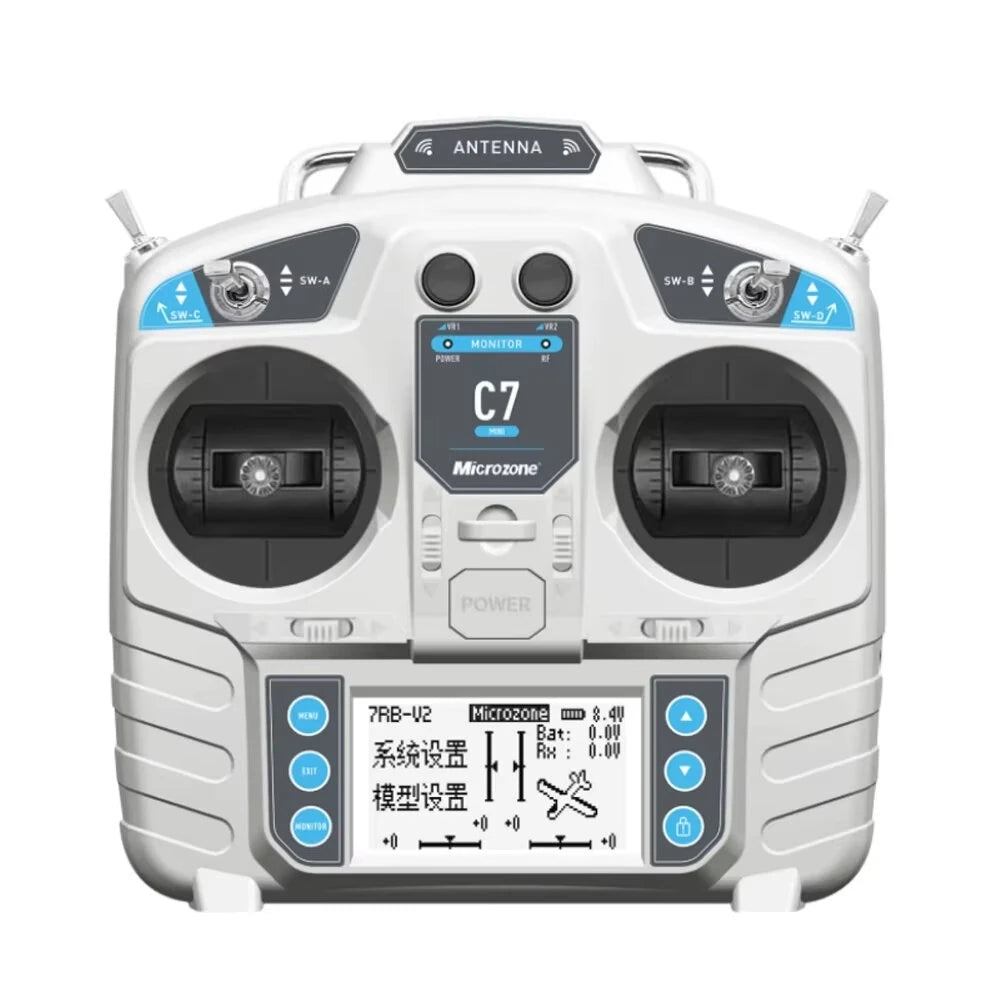 MicroZone MC7 C7 MINI 2.4GHz 8CH Radio Transmitter with MC8RE-V2 Receiver for RC Aircraft FPV Racer Drone Multirotor Helicopters