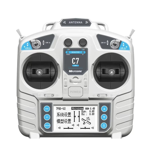 MicroZone MC7 C7 MINI 2.4GHz 8CH Radio Transmitter with MC8RE-V2 Receiver for RC Aircraft FPV Racer Drone Multirotor Helicopters