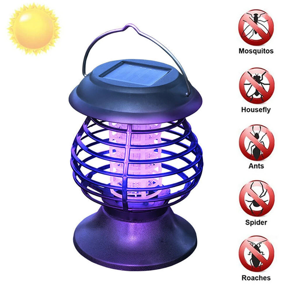 Solar Powered Mosquito Killer Lamp  IP65 Waterproof Auto On/Off Portable Outdoor Bug Zapper