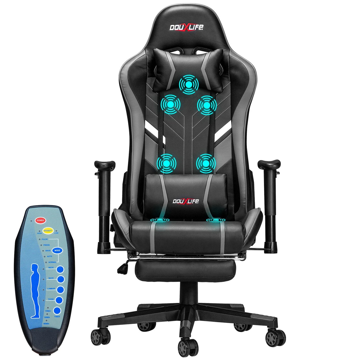 Douxlife GC-RC03 Series Gaming Chair with 7 Point Massage Ergonomic High Back Design Lumbar Relax New Customized PU Massage Computer Office Chairs 2025