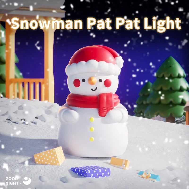 Snowman Pat Light Colorful Atmosphere Light Christmas Children's Gift Bedroom Bedside Silicone Night Light Accompanying Sleeping Light